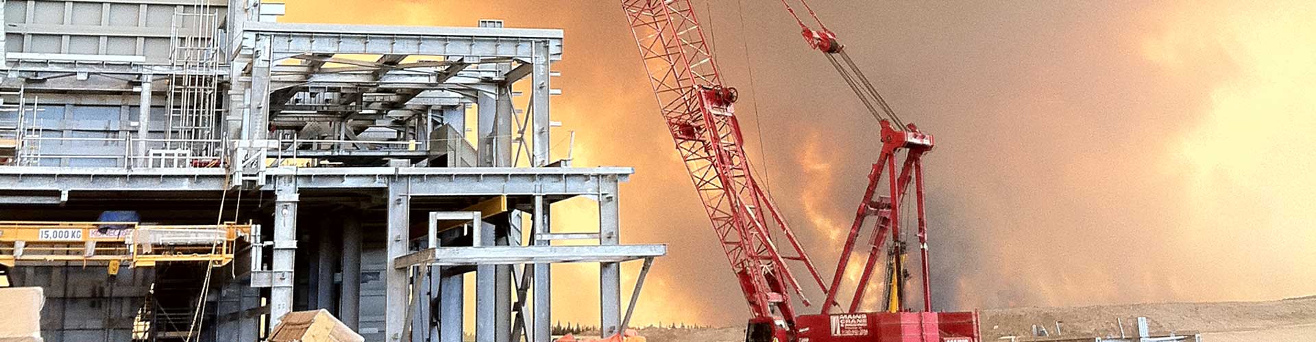 Crane at Structure at Sunset